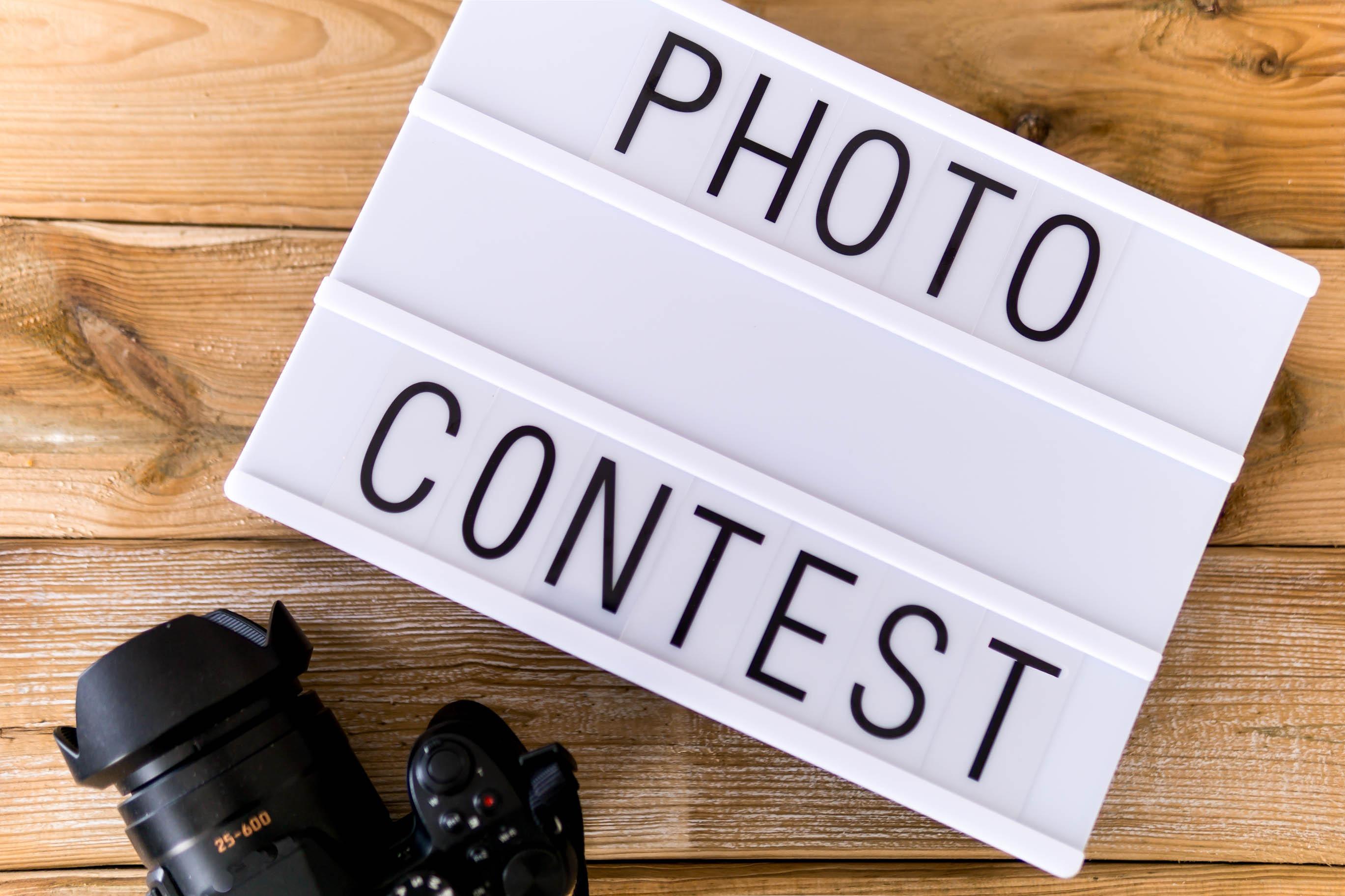 Text,"photo,Contest",Written,On,White,Slate,With,Camera,On